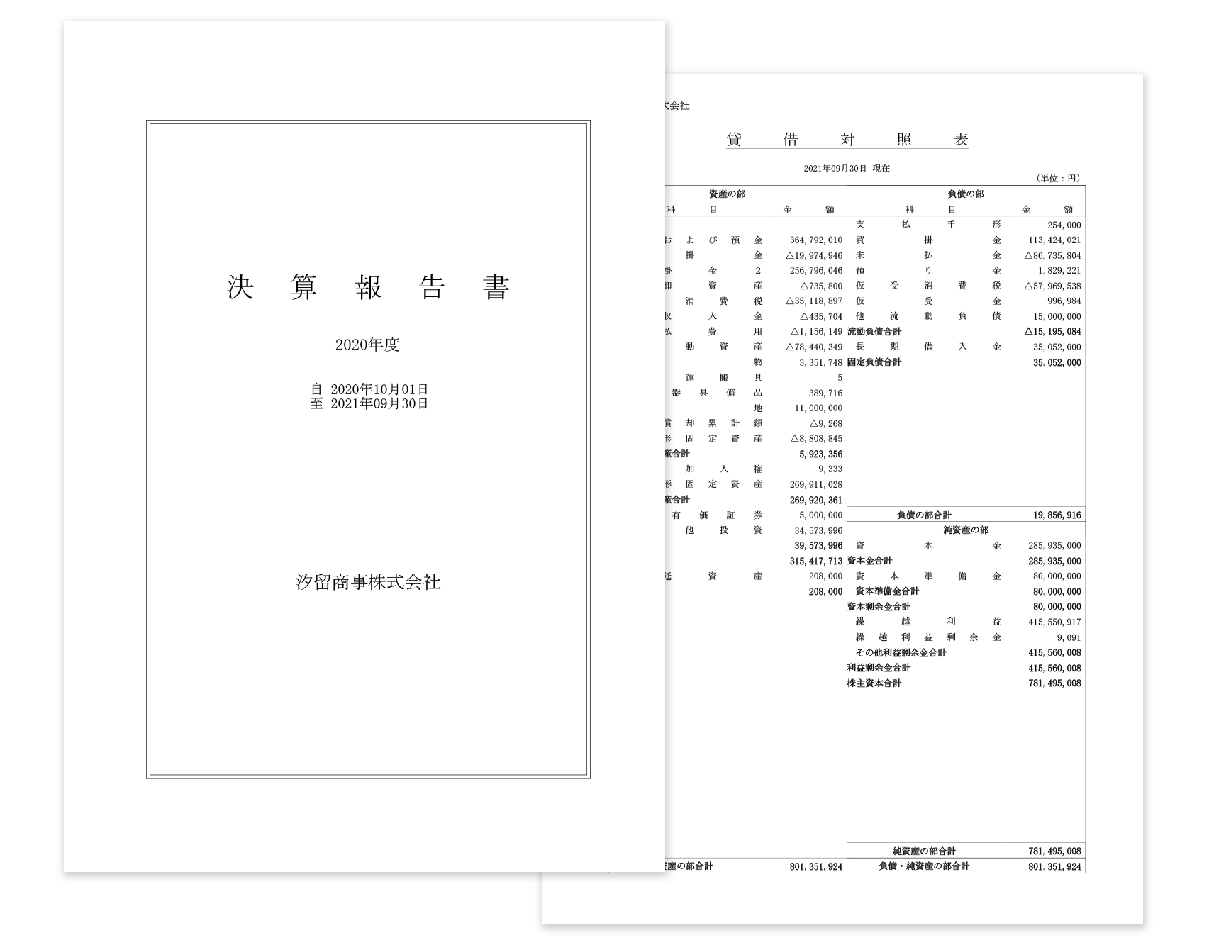 決算書自動作成機能