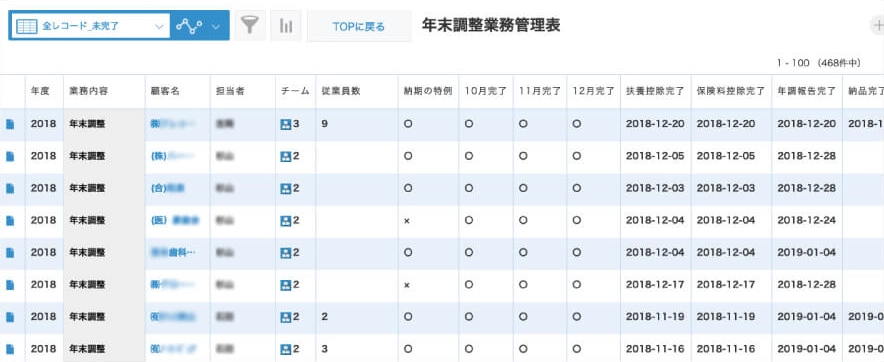 年末調整業務管理表